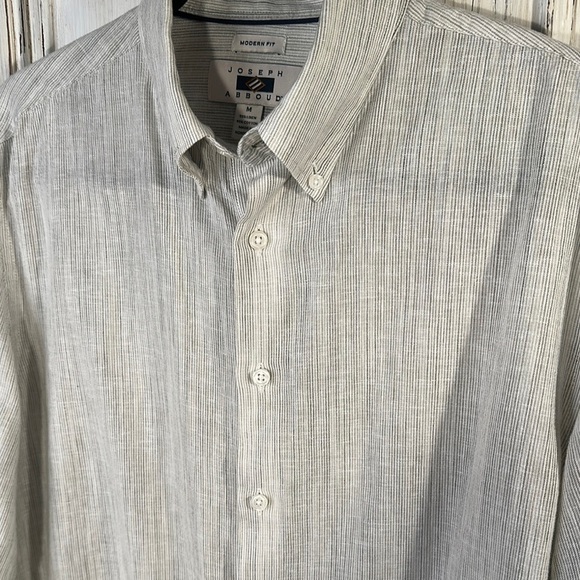 Men's Joseph Abboud Classic Micro Striped Cotton Linen Blend Long Sleeve Shirt - Picture 2 of 12